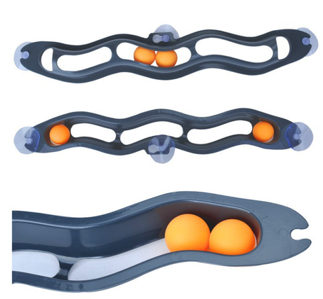 Black Cat Track Ball Toy – Wave-Shaped Wall Mount Puzzle for Indoor Cats, with Rolling Balls and Suction Cups