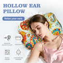 Cashew blossoms Hollow Ear Support Pillow – Adjustable Side Sleep Neck Cushion with PP Cotton Filling and Breathable Fabric