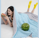 Melon powder Cooling Summer Quilt with Ice Silk Fabric Lightweight Breathable Air Conditioner Blanket 150x200cm Soft Washable Comforter for Home Sleep Comfort