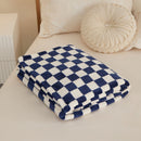 Blue and white checkered pattern Double-Sided Plaid Fleece Blanket – 100×150cm Machine Washable, No-Shedding Flannel Throw for Office, Air Conditioning & Nap Use
