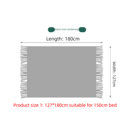 Red Nordic Minimalist Knit Throw Blanket – 127×180cm Lightweight, Soft & Breathable Fleece-like Fabric with Tassel Edges for Sofa, Bed, Yoga & Air Conditioning Use