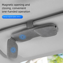 Brown Car Sun Visor Sunglasses Holder – Magnetic Dual Clip Organizer with Suede Finish, No-Drill Mounting for Glasses, Cards & Tickets