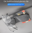 Brown Car Sun Visor Sunglasses Holder – Magnetic Dual Clip Organizer with Suede Finish, No-Drill Mounting for Glasses, Cards & Tickets