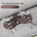Brown Car Sun Visor Sunglasses Holder – Magnetic Dual Clip Organizer with Suede Finish, No-Drill Mounting for Glasses, Cards & Tickets