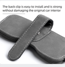 Brown Car Sun Visor Sunglasses Holder – Magnetic Dual Clip Organizer with Suede Finish, No-Drill Mounting for Glasses, Cards & Tickets