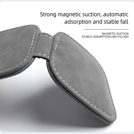 Grey Car Sun Visor Sunglasses Holder – Magnetic Dual Clip Organizer with Suede Finish, No-Drill Mounting for Glasses, Cards & Tickets