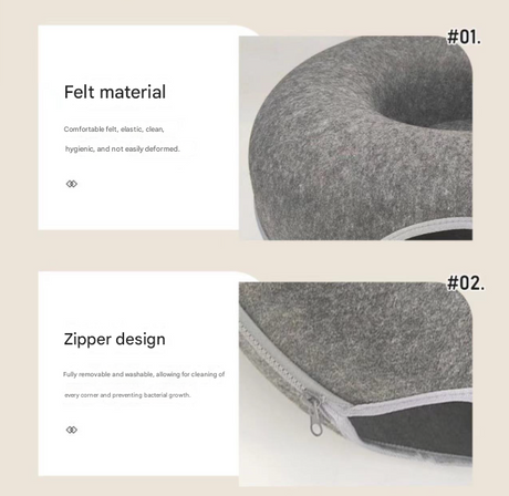 Beige Felt Donut Cat Bed with Zipper Tunnel Toy, Double-Layer Pet Cave for Cats, M Size (50x20cm), Cozy Hideaway for Indoor Cats