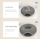 Dark grey Felt Donut Cat Bed with Zipper Tunnel Toy, Double-Layer Pet Cave for Cats, M Size (50x20cm), Cozy Hideaway for Indoor Cats