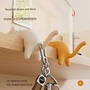 4-Pack Cat-Shaped Desk Hooks - No-Drill Adhesive Mount, Multi-Functional Side Table Organizer for Students & Home Office, Includes Black, Yellow, Pink & White ABS Plastic Hooks