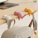 4-Pack Cat-Shaped Desk Hooks - No-Drill Adhesive Mount, Multi-Functional Side Table Organizer for Students & Home Office, Includes Black, Yellow, Pink & White ABS Plastic Hooks