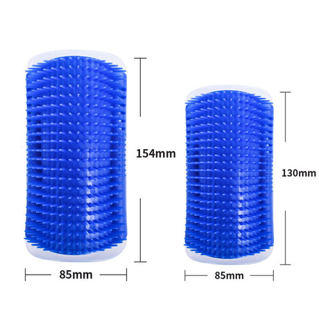 Blue Cat Corner Grooming Brush Set, 2-Piece Wall-Mounted Self-Groomer with Catnip, 288 & 314 Bristles, No-Shed Design for Scratching & Itch Relief, Large & Small Size Pet Grooming Tool