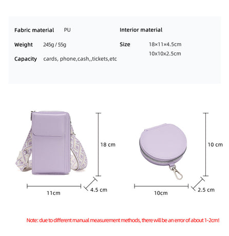 Purple Women's Multi-Functional Crossbody Phone Bag with Detachable Coin Purse, PU Leather Shoulder Bag with Credit Card Slots, Stylish Minimalist Design for Daily Use