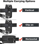 2-Pack Black Universal Heavy-Duty Nylon Belt Holster Pouch with Card Slot – Durable Oxford Cloth Waist Pack for iPhone 16 Pro Max & Android Phones – Vertical & Horizontal Carry Options (XXL)