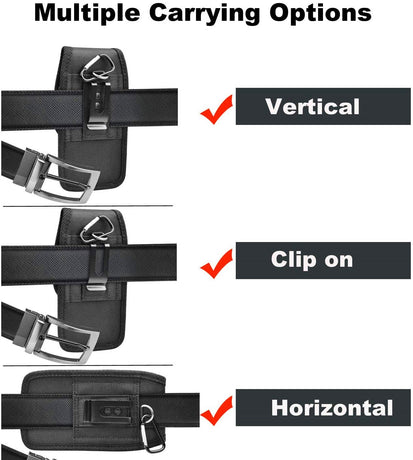 2-Pack Black Universal Heavy-Duty Nylon Belt Holster Pouch with Card Slot – Durable Oxford Cloth Waist Pack for iPhone 16 Pro Max & Android Phones – Vertical & Horizontal Carry Options (XXL)
