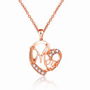 Rose gold MOM Heart Pendant Necklace with Rhinestones - Adjustable 47+5cm Chain, Lightweight Alloy Jewelry for Mother's Day Gift, Everyday Wear & Special Occasions - Elegant Letter Design for Women