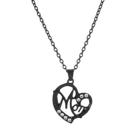 Yahai MOM Heart Pendant Necklace with Rhinestones - Adjustable 47+5cm Chain, Lightweight Alloy Jewelry for Mother's Day Gift, Everyday Wear & Special Occasions - Elegant Letter Design for Women