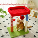 Colorful U-Shaped Cat Tree with Sisal Scratching Posts, Multi-Level Perch & Hanging Ball Toy - Compact Cat Climbing Frame for Small Spaces, Durable Fabric & Wood Construction for Kittens & Adult Cats