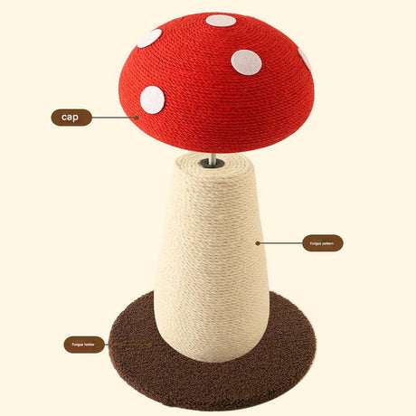 Red Mushroom Cat Tree with Sisal Scratching Post - Large Vertical Cat Climber, Durable Scratch-Resistant Design with Hanging Toys, Stylish Home Decor for Indoor Cats(340mm*280mm)