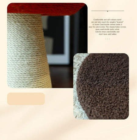 Red Mushroom Cat Tree with Sisal Scratching Post - Large Vertical Cat Climber, Durable Scratch-Resistant Design with Hanging Toys, Stylish Home Decor for Indoor Cats(500mm*350mm)