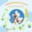 7-Piece Green Durable Cotton Rope Dog Toy Set - Washable Knotted Ball & Tug Toys for Aggressive Chewers, Interactive Teeth Cleaning Pet Toy for Small to Medium Dogs & Cats