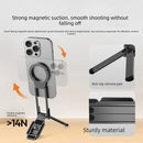 Black Portable Magnetic Phone Mount with MagLock - Multi-Functional Foldable Tripod Stand for Desktop, Travel & Vlogging, Strong Dual Magnet Design for iPhone & Android