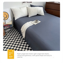 Light green and light camel color Washed Cotton Bedding Set - Solid Color Fitted Sheet Style, 4-Piece Set for 1.5m Bed, Includes 10 Random Color Quilt Fasteners(1.5m)