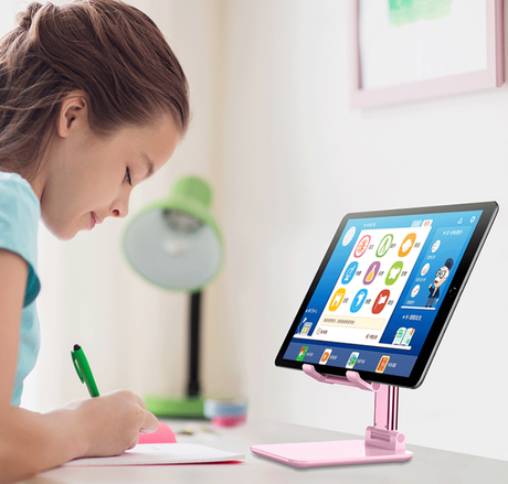 Green Adjustable Desktop Phone Stand with Height Extension and Foldable Design for Online Classes and Streaming Comfortable Hands-Free Solution for Local Users