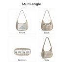 Black Ruched Cloud Shoulder Bag with Puffy Down Cotton Padded Dumpling Shape Lightweight Crossbody Handbag for Local Women Fashionable Daily Essential