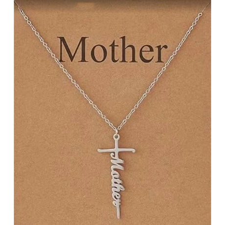 Stainless Steel Cross Necklace for Women Mother's Day Holiday Gift Elegant Jewelry Piece for Local Standard Everyday Wear(mother)