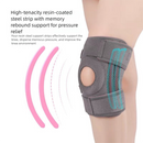 Black and orange Adjustable Open Patella Knee Brace with Spring Support and Compression Straps for Basketball Squats and Running Joint Protection for Local Athletes