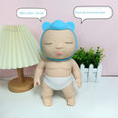 White 26CM Large Squeeze Ugly Doll Stress Relief Toy Slow Rebound TPR Sand-Filled Squishy Figure for Local Home Pretend Play and Anxiety Reduction(Blue cap and white trousers)