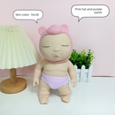 White 26CM Large Squeeze Ugly Doll Stress Relief Toy Slow Rebound TPR Sand-Filled Squishy Figure for Local Home Pretend Play and Anxiety Reduction(Pink cap and purple trousers)