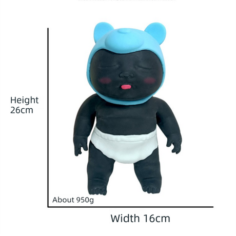 White 26CM Large Squeeze Ugly Doll Stress Relief Toy Slow Rebound TPR Sand-Filled Squishy Figure for Local Home Pretend Play and Anxiety Reduction(Pink cap and purple trousers)