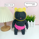 Black 26CM Large Squeeze Ugly Doll Stress Relief Toy Slow Rebound TPR Sand-Filled Squishy Figure for Local Home Pretend Play and Anxiety Reduction(Yellow hat and red trousers)
