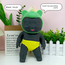 Black 26CM Large Squeeze Ugly Doll Stress Relief Toy Slow Rebound TPR Sand-Filled Squishy Figure for Local Home Pretend Play and Anxiety Reduction(Green hat and yellow trousers)