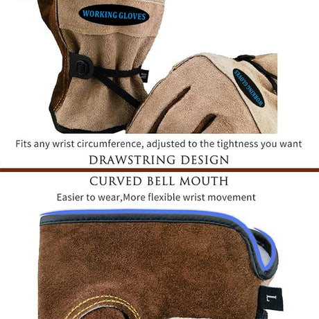 Size M Durable Cowhide Work Gloves for Welding Gardening and Outdoor Camping Thorn Proof Heat Resistant Hand Protection for Local Professionals