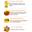 Size M Golden Yellow Top-Grain Cowhide Protective Work Gloves, Durable Wear-Resistant Labor Safety Solution for Local Industrial Professionals