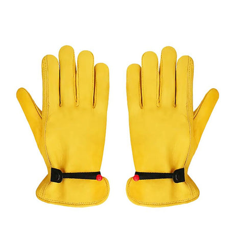 Size L Golden Yellow Top-Grain Cowhide Protective Work Gloves, Durable Wear-Resistant Labor Safety Solution for Local Industrial Professionals