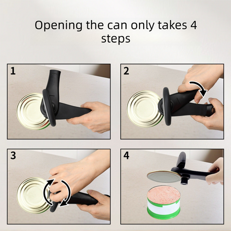 Black Multifunctional Manual Can Opener with Safe Smooth Edge Cutting Effort-Saving Design for Home Kitchen Easy Opening Solution for Local Households