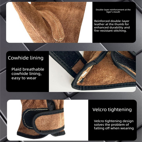 Size XL Heavy-Duty Cowhide Protective Gloves with Heat Resistant and Wear-Proof Leather for Outdoor Camping Welding and Industrial Work Reliable Hand Guard for Local Professionals