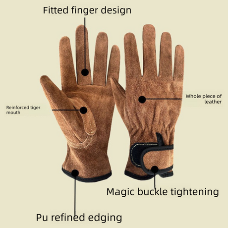 Size 2XL Heavy-Duty Cowhide Protective Gloves with Heat Resistant and Wear-Proof Leather for Outdoor Camping Welding and Industrial Work Reliable Hand Guard for Local Professionals
