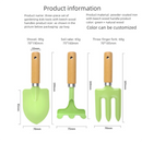 Mini Gardening Tool Set - 3-Piece Natural Wood Handle and Sturdy Metal Shovel Rake Spade - Ideal for Children, Succulent Care and DIY Indoor Potting, Compact Daily Solution for Home and Yard