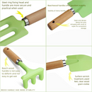 Mini Gardening Tool Set - 3-Piece Natural Wood Handle and Sturdy Metal Shovel Rake Spade - Ideal for Children, Succulent Care and DIY Indoor Potting, Compact Daily Solution for Home and Yard