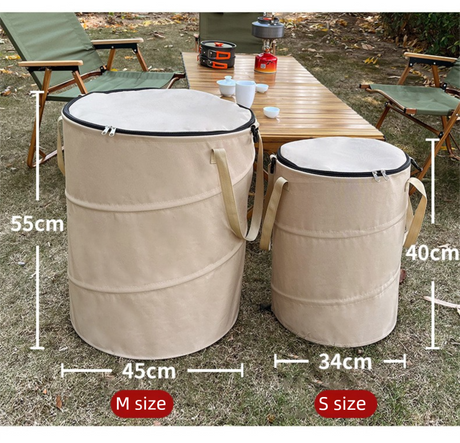 Black Foldable Camping Trash Can with Lid - Large Capacity Heavy Duty Pop Up Rubbish Bin - Portable Storage Bag for Caravan, Picnic, Gardening and Outdoor Adventures - Space Saving Design(Size: S)