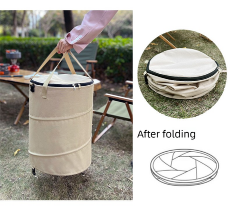 Black Foldable Camping Trash Can with Lid - Large Capacity Heavy Duty Pop Up Rubbish Bin - Portable Storage Bag for Caravan, Picnic, Gardening and Outdoor Adventures - Space Saving Design(Size: S)