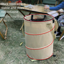 Army green Foldable Camping Trash Can with Lid - Large Capacity Heavy Duty Pop Up Rubbish Bin - Portable Storage Bag for Caravan, Picnic, Gardening and Outdoor Adventures - Space Saving Design(Size: S)