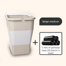 Beige Foldable Car Trash Can and Multi-Functional Storage Bin - Includes 5 Rolls of Bags - Leak-Proof Waterproof Design for Road Trips, Camping and Daily Commuting - Space Saving Portable Organiser(medium)