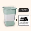 Light green Foldable Car Trash Can and Multi-Functional Storage Bin - Includes 5 Rolls of Bags - Leak-Proof Waterproof Design for Road Trips, Camping and Daily Commuting - Space Saving Portable Organiser(medium)
