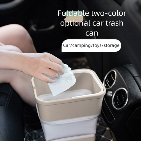 Light green Foldable Car Trash Can and Multi-Functional Storage Bin - Includes 5 Rolls of Bags - Leak-Proof Waterproof Design for Road Trips, Camping and Daily Commuting - Space Saving Portable Organiser(medium)