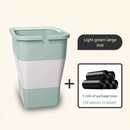 Light green Foldable Car Trash Can and Multi-Functional Storage Bin - Includes 5 Rolls of Bags - Leak-Proof Waterproof Design for Road Trips, Camping and Daily Commuting - Space Saving Portable Organiser(large)